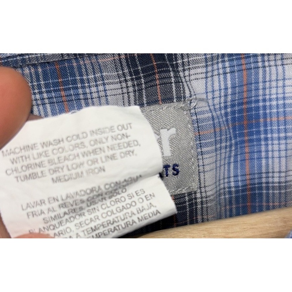 Wrangler Wrancher Mens 2XLT Tall Pearl Snap Western Shirt Plaid Blue Black L/S - Picture 9 of 9